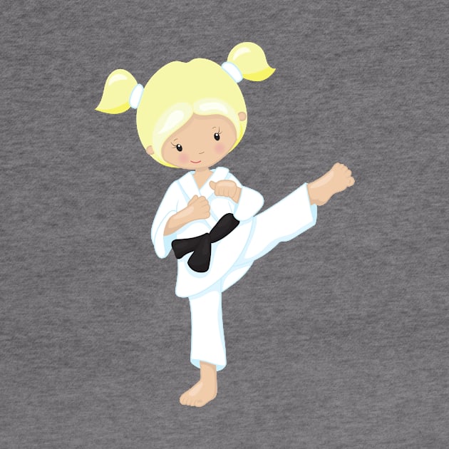 Karate Girl, Cute Girl, Blonde Hair, Black Belt by Jelena Dunčević